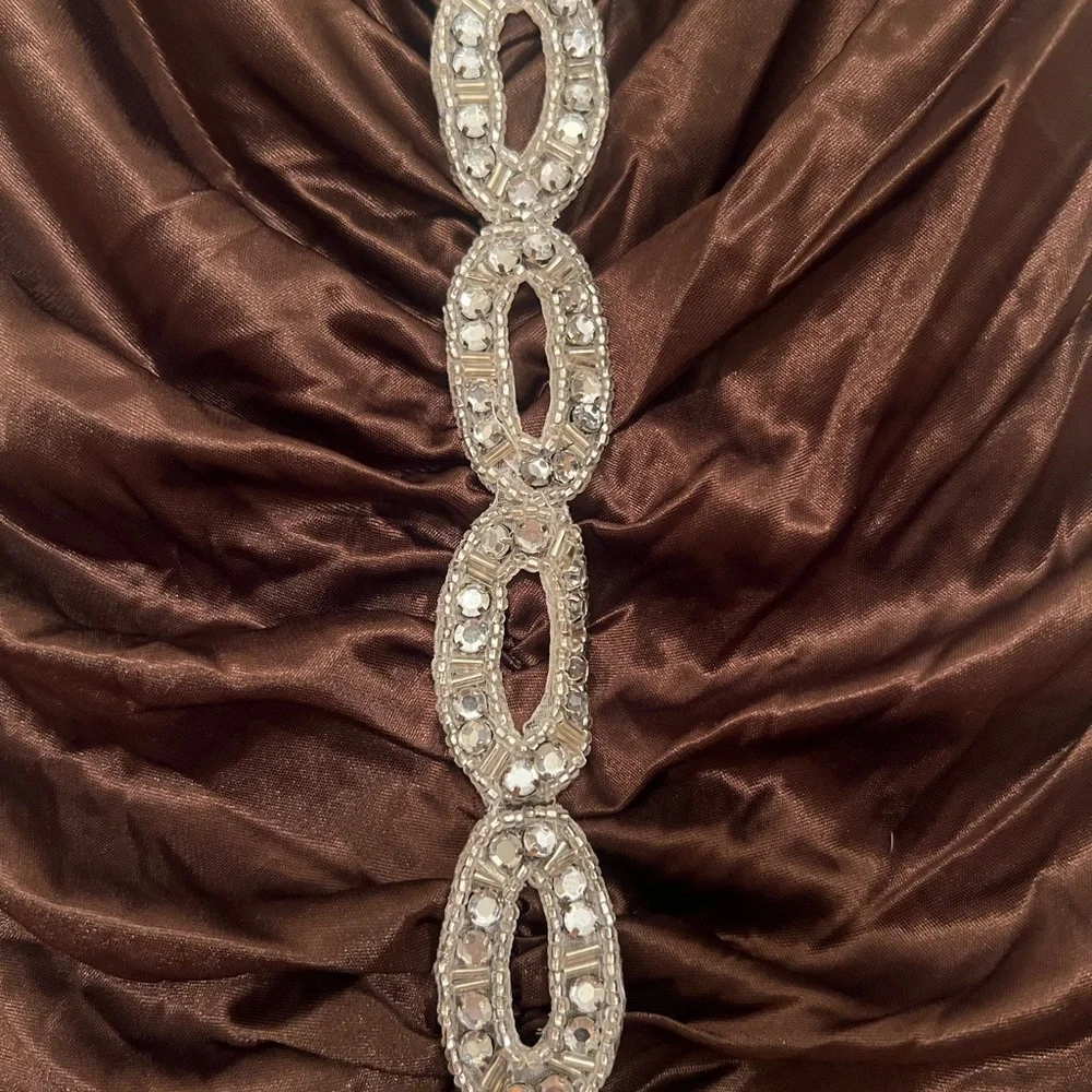 Y2K B Darlin Chocolate Brown Dress with Silver Embellishments - Picture 2 of 3